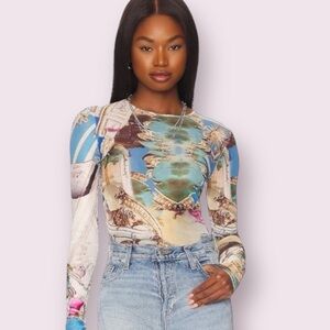 🌞 Miaou x Paloma Elsesser Mesh Long Sleeve Baroque Top 🌞